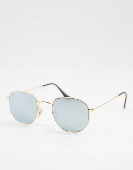 Hexagonal sunglasses in with mirror lens Asos Accessories Sunglasses Round Sunglasses 