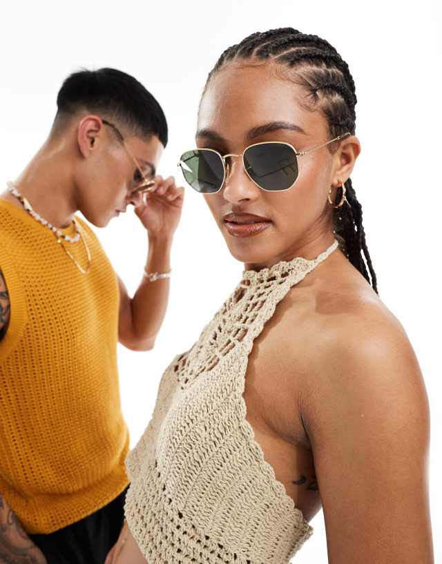 Ray-Ban - hexagonal sunglasses in gold