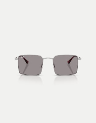 Lunettes de soleil carrées à verres gris - Argenté XL