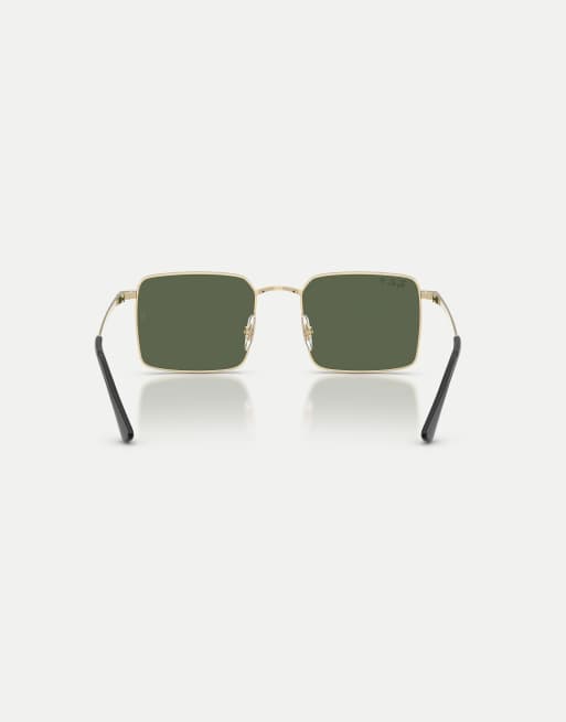 Ray-Ban - Idan - Lunettes de soleil carrées à verres polarisés verts - Doré pâle, 3 de 4
