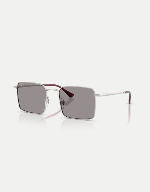 Ray-Ban - Idan - Occhiali da sole squadrati color argento con lenti grigie, 2 di 4