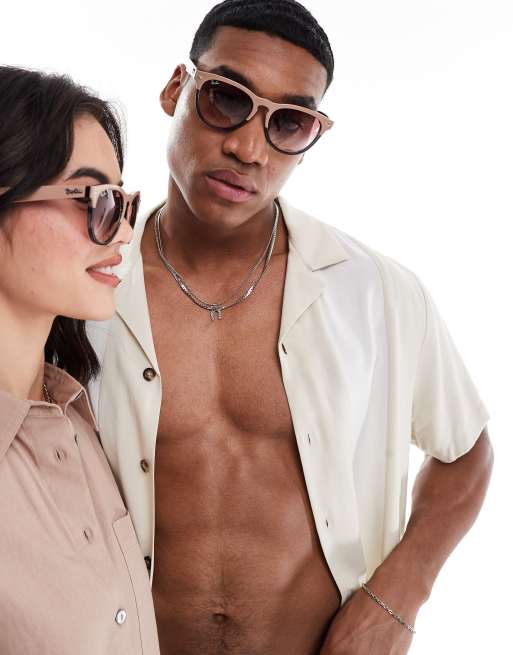 Ray-Ban – Iris – Wayfarer-Festival-Sonnenbrille in Beige und Grau, 3 von 4