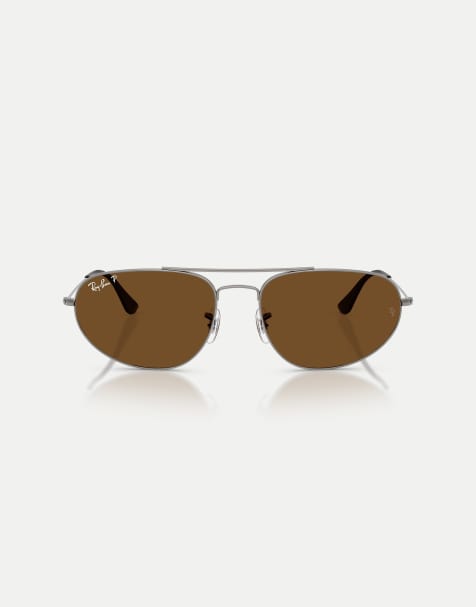 Ray-Ban - Irregular - Occhiali da sole grigio canna di fucile con lenti marroni polarizzate - view 1