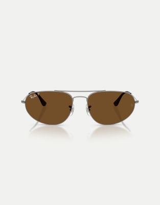 Ray-Ban Irregular polarised sunglasses with brown lens in gunmetal - view 1