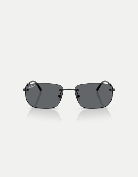 Ray-Ban Irregular polarised sunglasses with grey lens in black