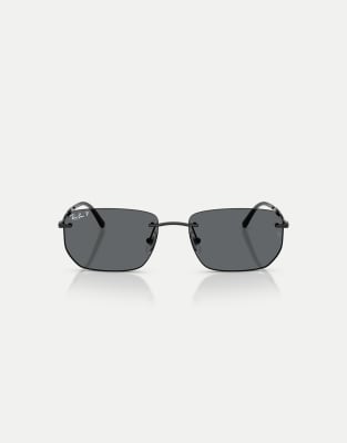 Ray-Ban - Irregular - Polarisierte Sonnenbrille in Schwarz mit grauen Gläsern
