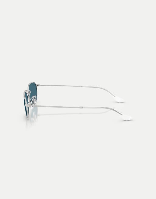 Ray-Ban – Irregular – Polarisierte Sonnenbrille in Silber mit blauen Gläsern, 3 von 3