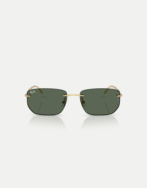 Ray-Ban – Irregular – Sonnenbrille in Arista-Gold mit grünen Gläsern, 2 von 3