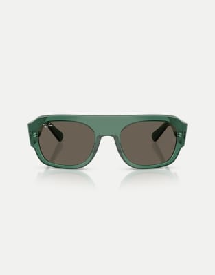 Ray-Ban - Irregular - Sonnenbrille in transparentem Grün mit braunen Gläsern