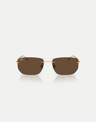Ray-Ban Irregular sunglasses with brown lens in arista gold