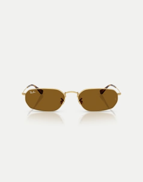 Ray-Ban Irregular sunglasses with brown lens in arista gold - view 1
