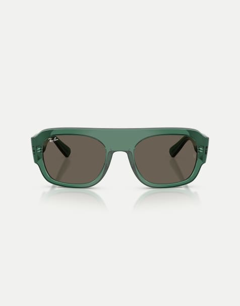 Ray-Ban Irregular sunglasses with brown lens in transparent green - view 1