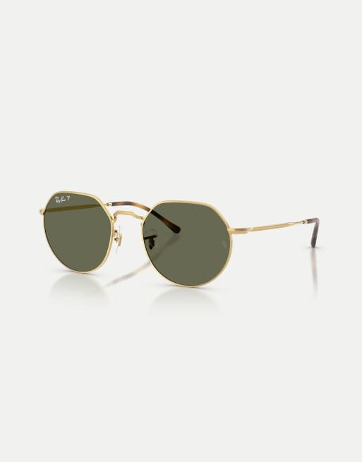 Ray-Ban Jack asymmetrische polarisierte Sonnenbrille mit grüner Linse in Arista, 3 von 4