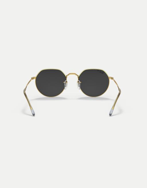 Ray-Ban jack irregular polarised sunglasses in gold with black lens in legend gold, 4 of 4