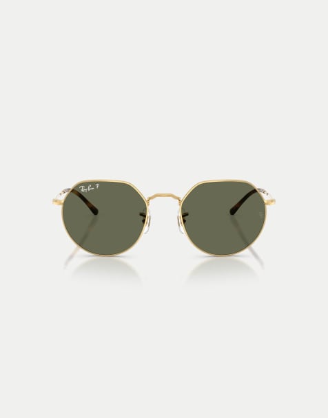 Ray-Ban Jack irregular polarised sunglasses with green lens in arista - view 1