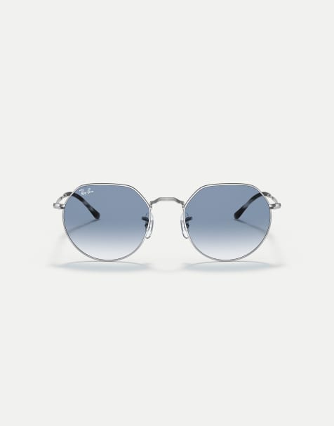 Ray-Ban Jack irregular sunglasses with blue lens in silver - view 1