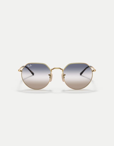 Ray-Ban Jack irregular sunglasses with transparent lens in arista gold - view 1