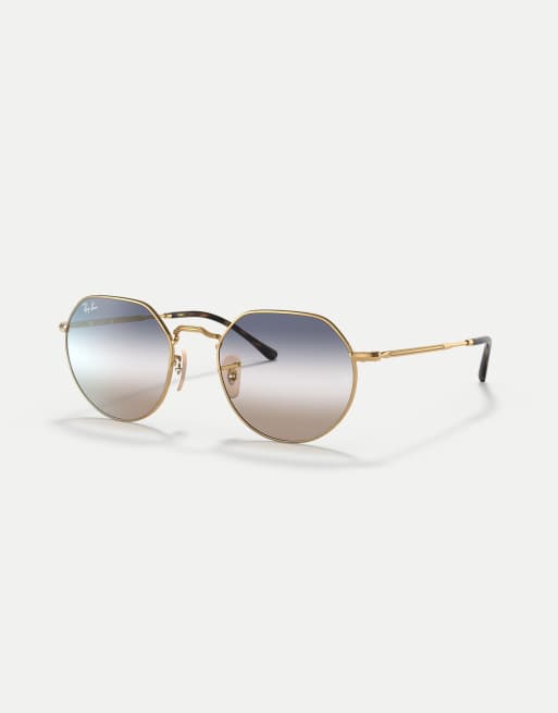 Ray-Ban Jack lunettes de soleil asymétriques à verres transparents couleur or arista, 3 de 4