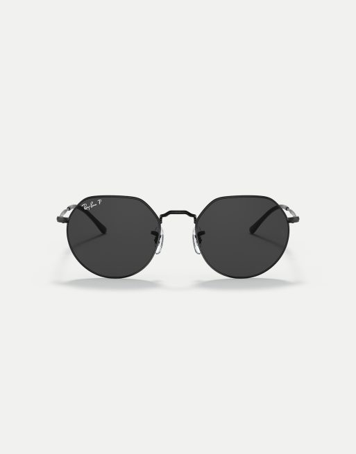 Ray-Ban - Jack - Lunettes de soleil irrégulières à verres noirs polarisés - Noir, 3 de 4