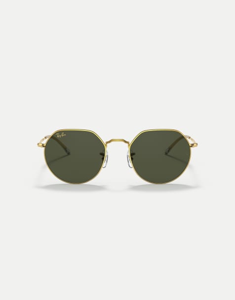 Ray-Ban - Jack - Lunettes de soleil irrégulières à verres verts - Doré - view 1