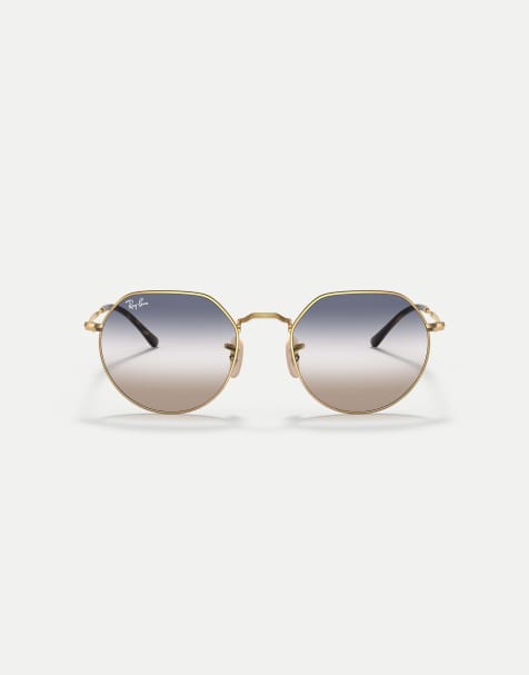 Ray-Ban Jack occhiali da sole irregolari con lenti trasparenti in oro arista - view 1