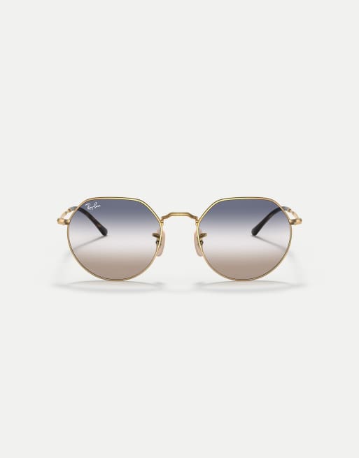 Ray-Ban Jack occhiali da sole irregolari con lenti trasparenti in oro arista, 1 di 4