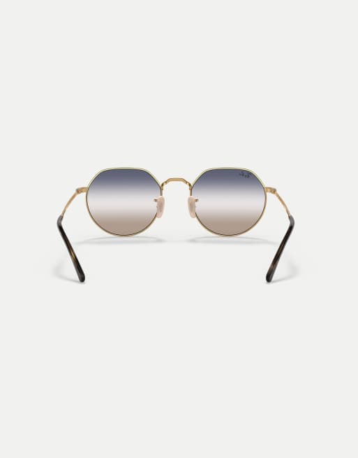 Ray-Ban Jack occhiali da sole irregolari con lenti trasparenti in oro arista, 2 di 4
