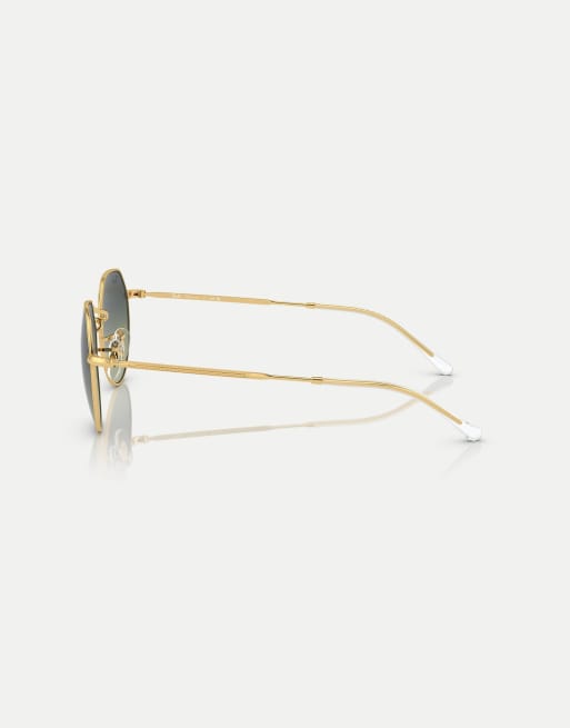 Ray-Ban – Jack – Unregelmäßige Sonnenbrille in Arista-Gold mit grünen Gläsern, 2 von 3