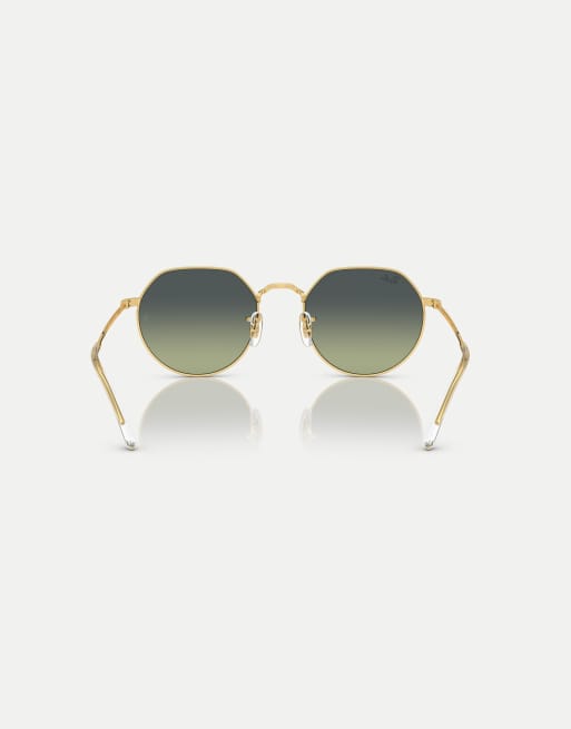Ray-Ban – Jack – Unregelmäßige Sonnenbrille in Arista-Gold mit grünen Gläsern, 3 von 3