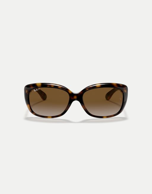 Ray-Ban – Jackie Ohh – Sonnenbrille in hellem Havana mit Schmetterlings-Gestell und braunen polarisierten Gläsern