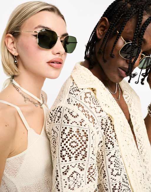 Ray Ban Jim Occhiali da sole esagonali color oro ASOS