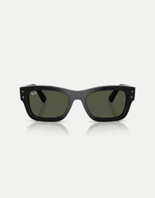 Ray-Ban - Joseph - Occhiali da sole rettangolari neri con lenti verdi - view 1