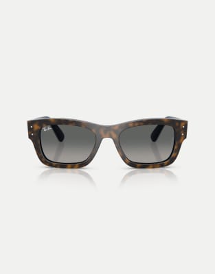 Ray-Ban - Joseph - Rechteckige Sonnenbrille in Havana-Grau auf Ombré-Blau mit grauen Gläsern-Braun