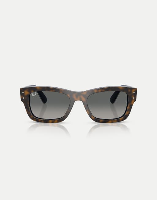 Ray-Ban – Joseph – Rechteckige Sonnenbrille in Havana-Grau auf Ombré-Blau mit grauen Gläsern