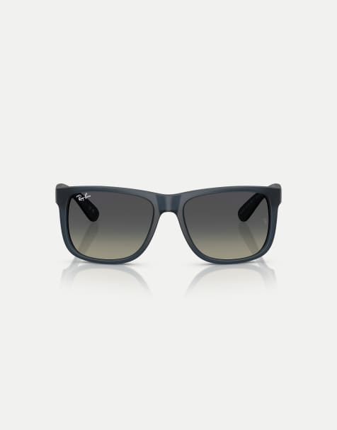 Ray-Ban Justin classic square sunglasses with grey lens in rubber blue - view 1