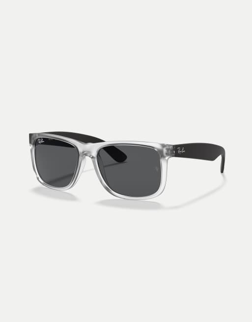 Ray-Ban Justin color mix square sunglasses with grey lens in transparent, 3 of 4