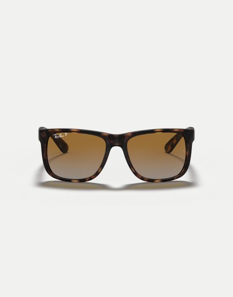 Ray-Ban – Justin – Klassische, polarisierte, eckige Sonnenbrille in Havanna mit braunen Gläsern - view 1
