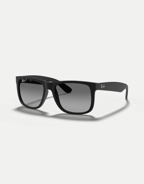 Ray-Ban – Justin – Klassische polarisierte Sonnenbrille in Schwarz mit Gläsern in Grau - view 1