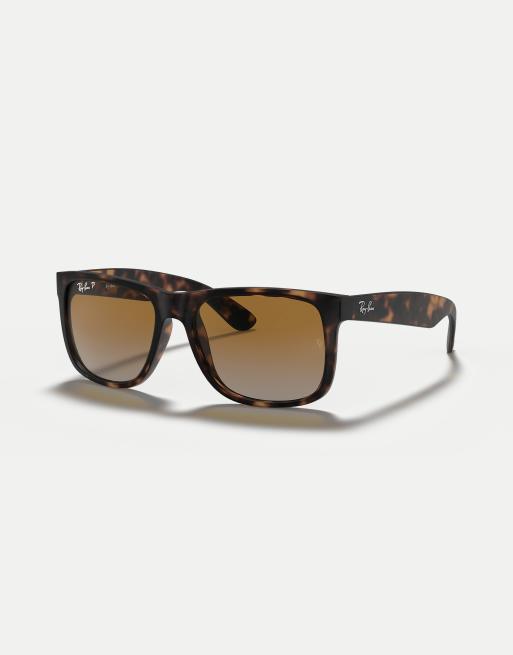 Ray-Ban - Justin - Lunettes de soleil carrées classiques à verres marron polarisés - Havana, 4 de 4