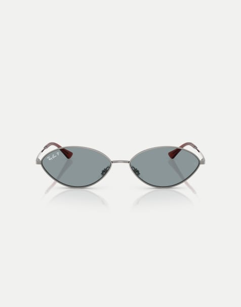 Ray-Ban - Kai - Lunettes de soleil ovales à verres bleus polarisés - Gris acier - view 1