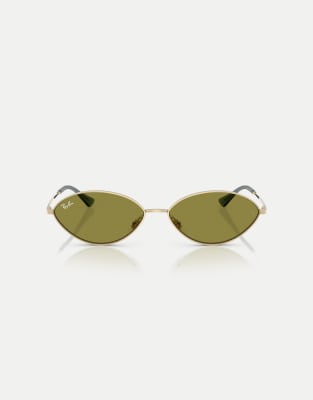 Ray-Ban - Kai - Lunettes de soleil ovales à verres verts - Doré pâle