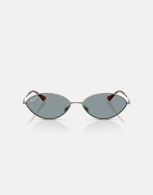Ray-Ban - Kai - Ovale, polarisierte Sonnenbrille in Gunmetal-Grau mit blauen Gläsern