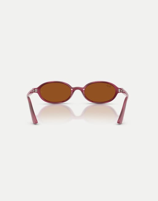 Ray-Ban - Khal - Lunettes de soleil ovales à verres marron - Violet Havane, 3 de 4