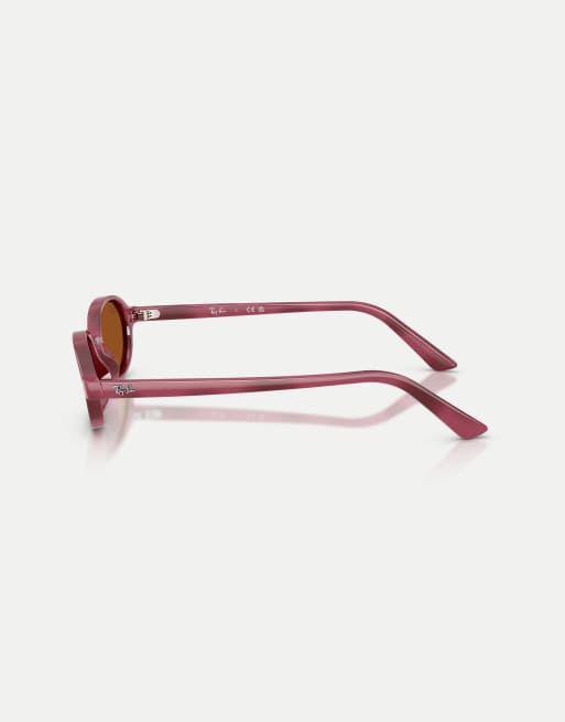 Ray-Ban - Khal - Lunettes de soleil ovales à verres marron - Violet Havane, 4 de 4