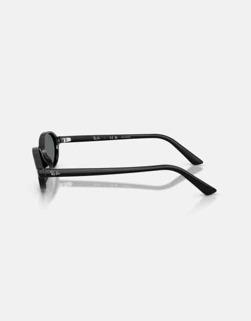 Ray-Ban Khal  oval polarised sunglasses with grey lens in black, 4 of 4