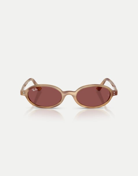 Ray-Ban Khal  oval sunglasses with violet lens in cream havana