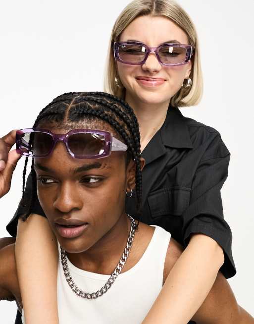 Ray-Ban - Kiliane - Firkantede solbriller i gennemsigtig lyslilla, 2 af 4