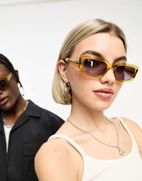 Ray-Ban – Kiliane – Rechteckige Sonnenbrille in transparentem Gelb - view 1
