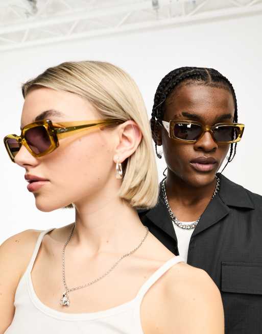 Ray-Ban – Kiliane – Rechteckige Sonnenbrille in transparentem Gelb, 2 von 4