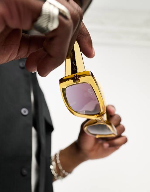 Ray-Ban – Kiliane – Rechteckige Sonnenbrille in transparentem Gelb, 4 von 4